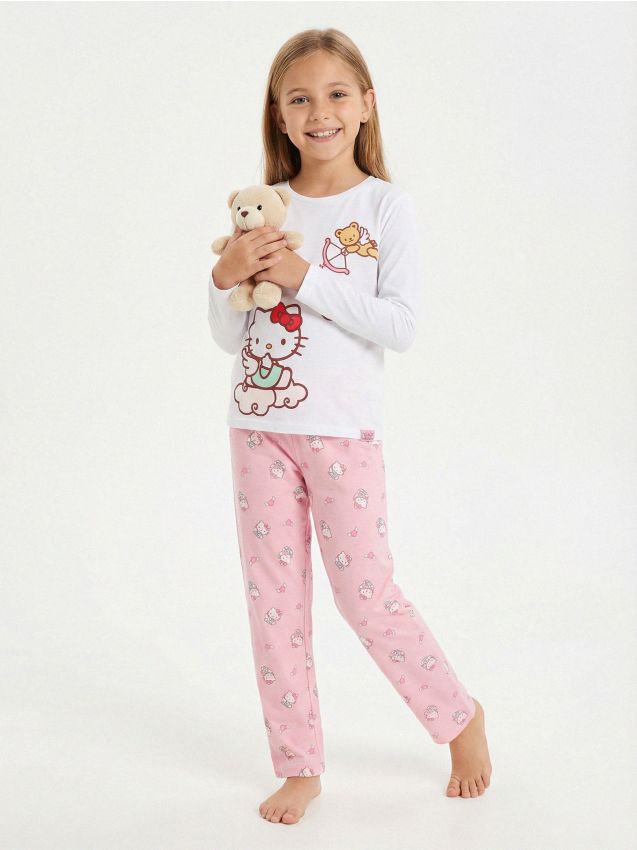 Sinsay - Bawełniana piżama dwuczęściowa Hello Kitty - biały