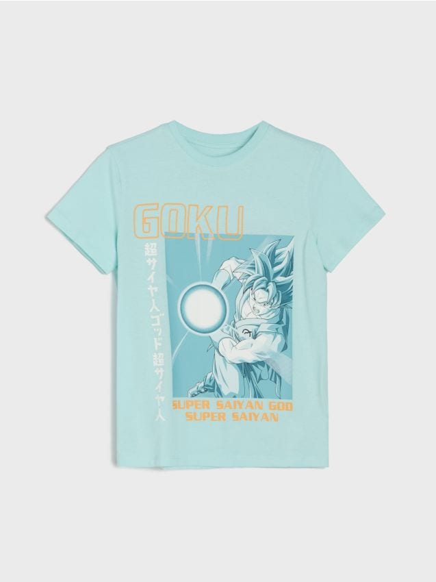 Sinsay - Tricou din bumbac cu imprimeu Dragon Ball - turcoaz-deschis