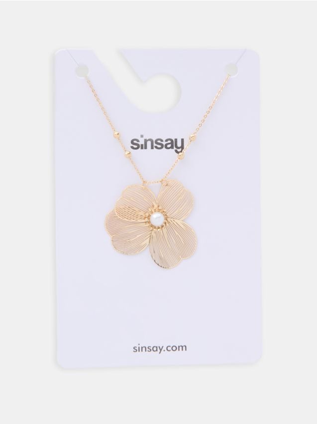 Sinsay - Colier cu pandantiv în formă de floare - auriu