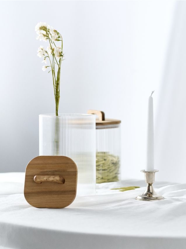 Sinsay - Borcan striat pentru alimente cu capac - clear