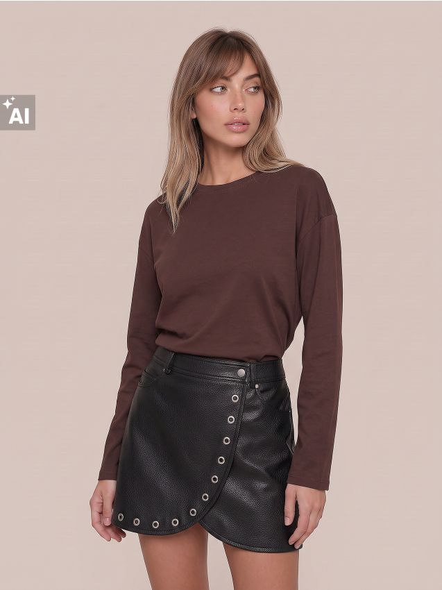 Sinsay - Tricou din bumbac, cu mânecă lungă - carmin