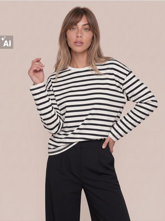 Sinsay - Tricou din bumbac cu mânecă lungă în dungi - multicolor