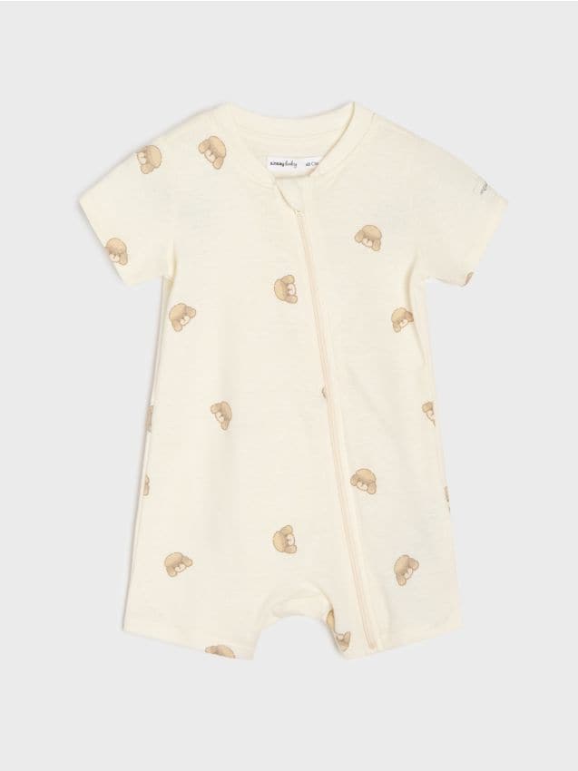 Sinsay - Salopetă din bumbac cu imprimeu cu căței - crem