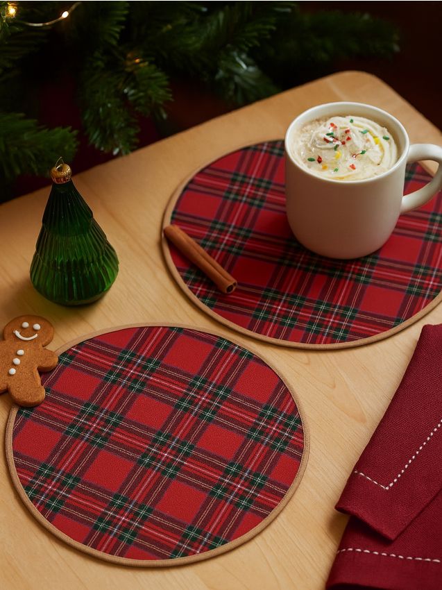 Sinsay - Okrúhle prestierania so vzorom kocky, balenie 2 kusy - červená