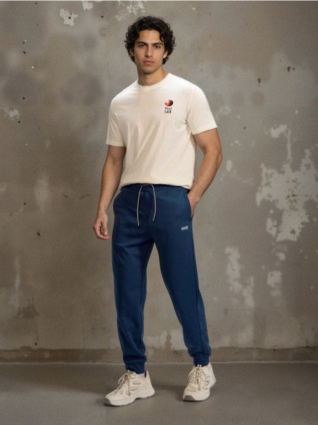 Sinsay - Pantaloni de trening tip jogger - albastru metalizat