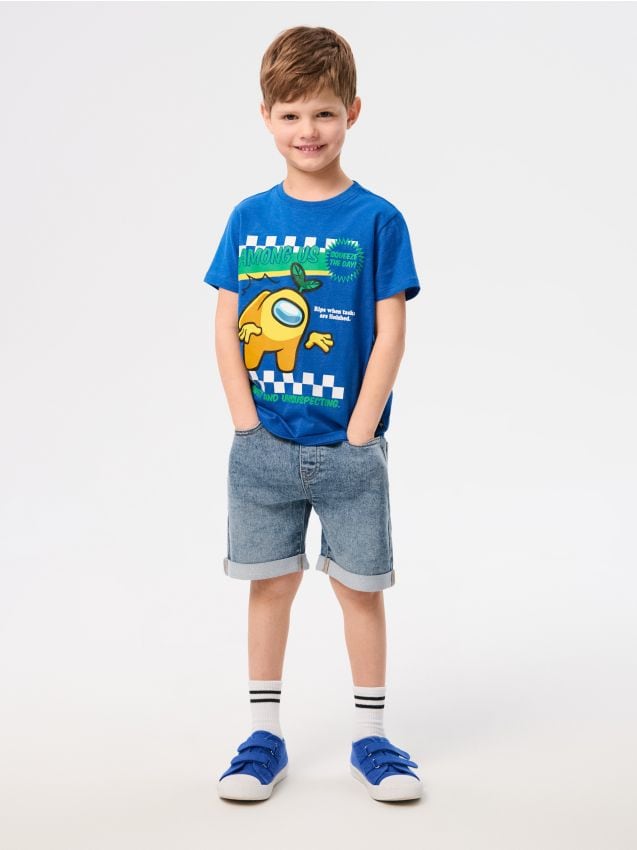 Sinsay - Tricou din bumbac Among Us - indigo