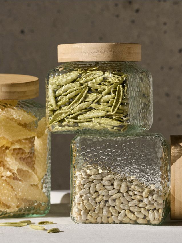 Sinsay - Borcan din sticlă pentru alimente cu capac din bambus - clear