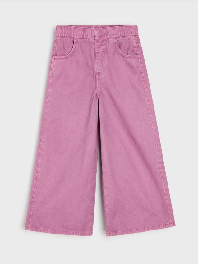 Sinsay - Bawełniane jeansy wide leg - fioletowy