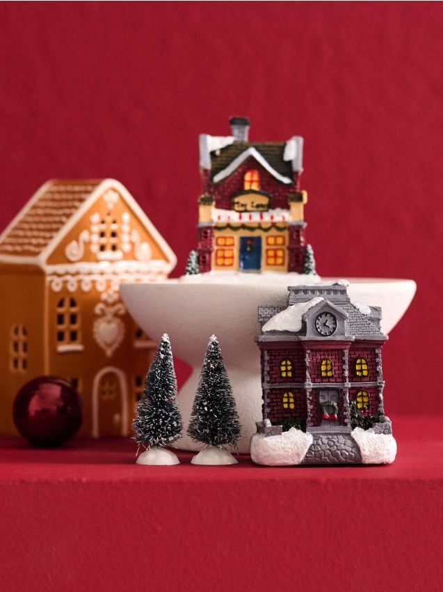 Sinsay - Dekoratívne svietiace domčeky 2 balenie - bordová