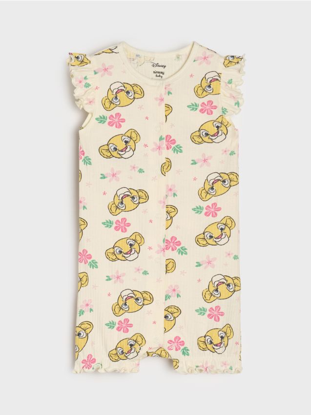 Sinsay - Salopetă din bumbac cu imprimeu Simba The Lion King - crem