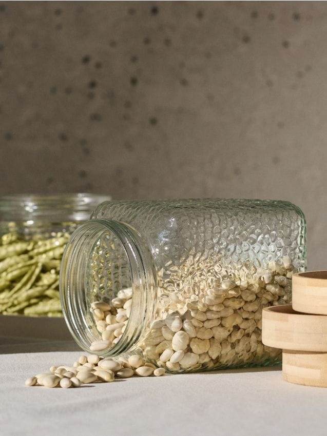 Sinsay - Borcan din sticlă pentru alimente cu capac din bambus - clear