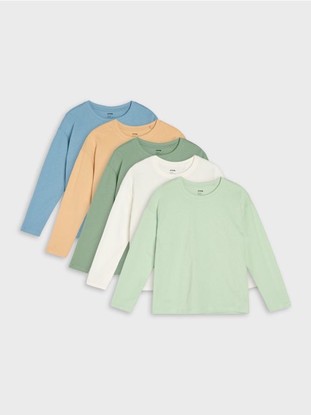 Sinsay - Bawełniane koszulki basic 5 pack - żółty