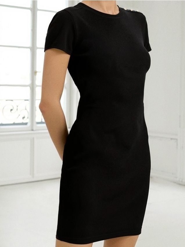 Sinsay - Rochie mini cu nasturi decorativi - negru
