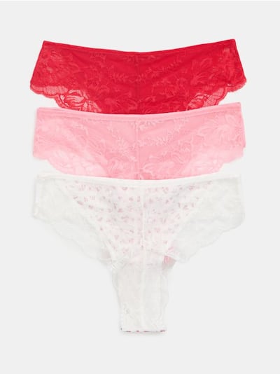 Komplet 3 brazilskih spodnjih hlačk s čipko