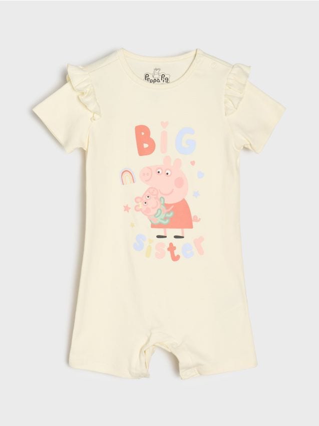 Sinsay - Salopetă din bumbac cu imprimeu Peppa Pig - crem