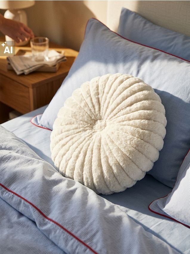 Sinsay - Perna decorativă rotundă cu cusături - crem