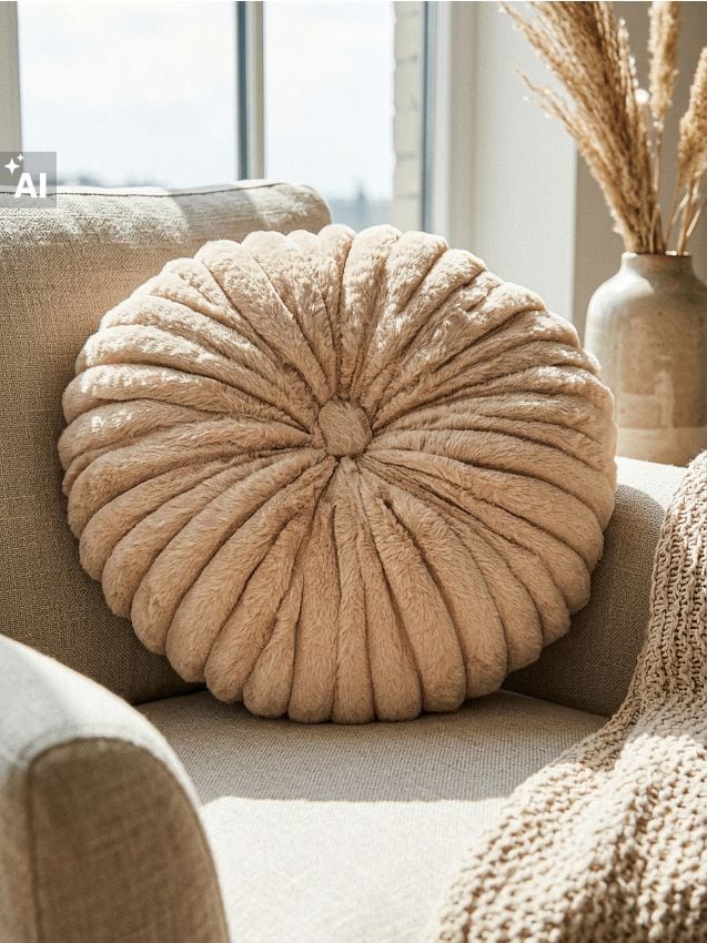 Sinsay - Perna decorativă rotundă cu cusături - bej