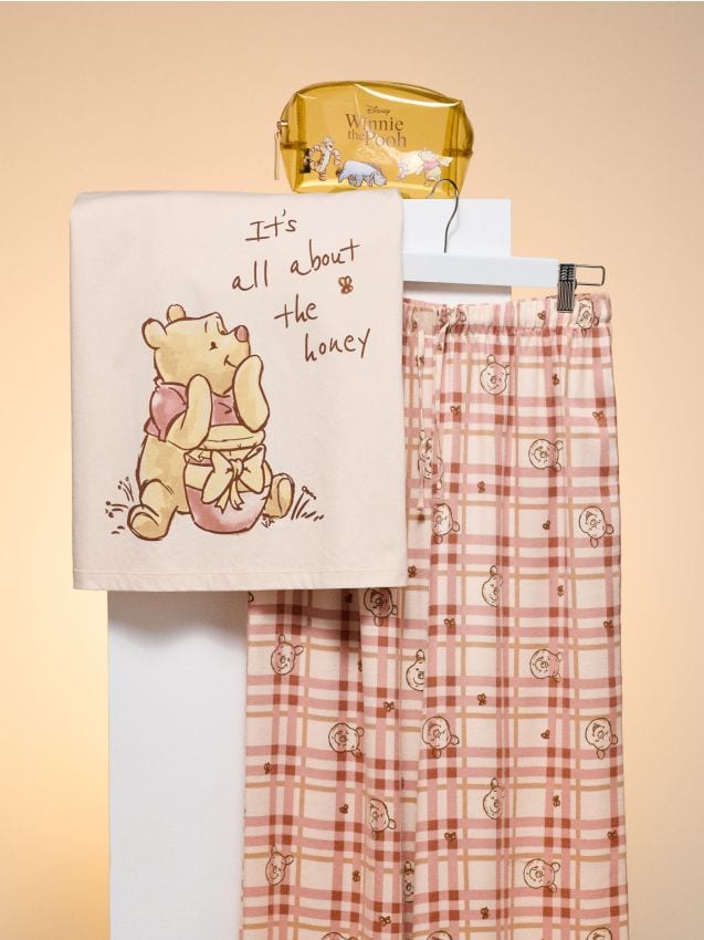 Sinsay - Pijamă din bumbac în două piese Winnie the Pooh - crem