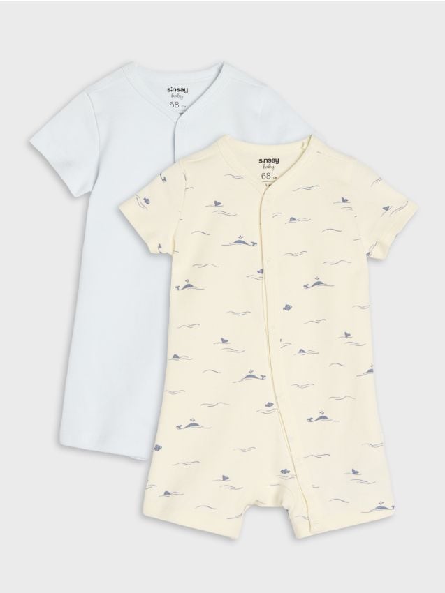 Sinsay - Salopete din bumbac cu motiv marin 2 pack - crem