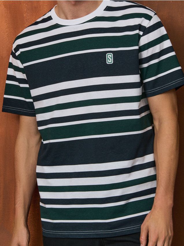 Sinsay - Tricou în dungi, cu text - multicolor