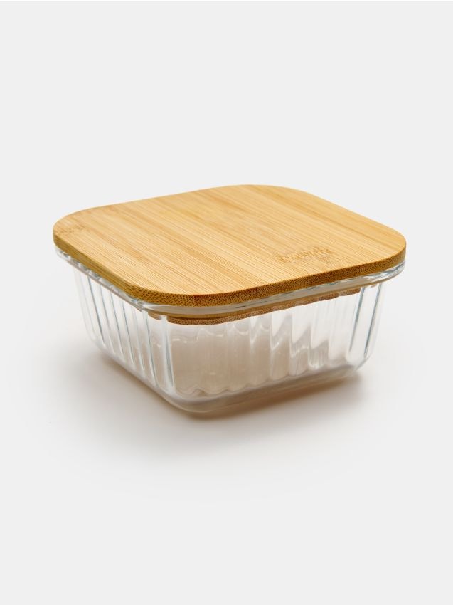 Sinsay - Sklenená nádoba na potraviny s bambusovým viečkom - clear