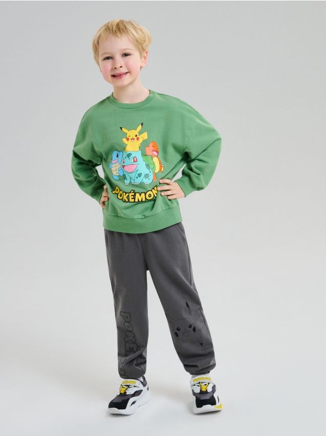 Sinsay - Hanorac crewneck Pokemon - verde