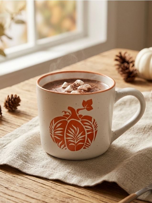 Sinsay - Cană cu imprimeu de toamnă - alb