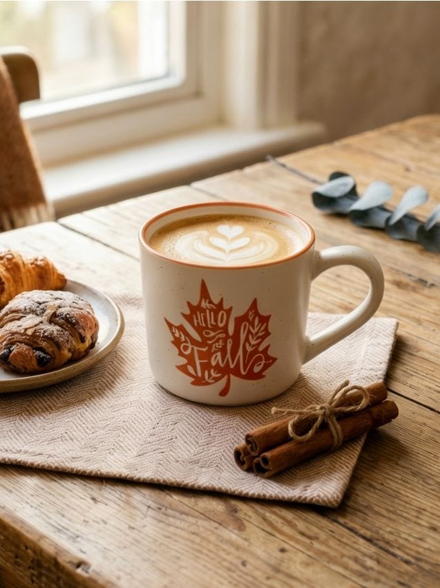 Sinsay - Cană cu imprimeu de toamnă - oranj-mandarină