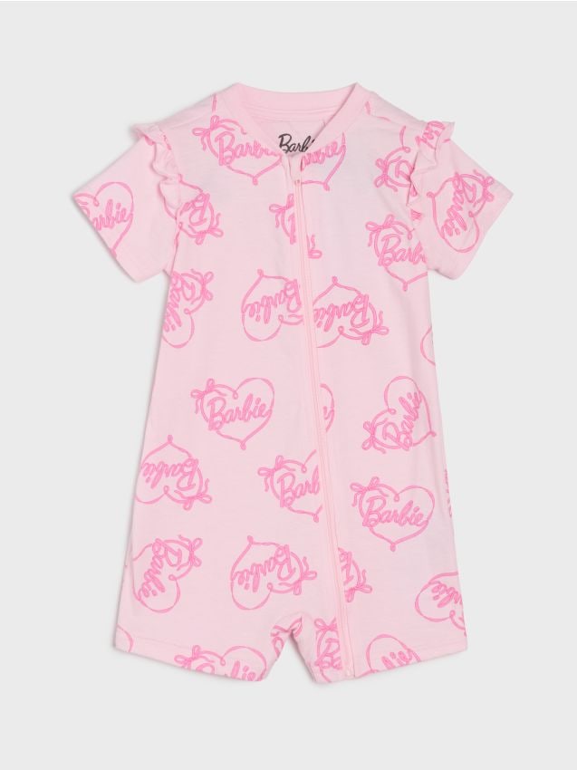 Sinsay - Salopetă din bumbac cu imprimeu Barbie - roz-bombon