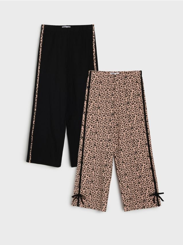 Sinsay - Pantaloni din bumbac cu dungi laterale și motiv leopard 2 pack - multicolor