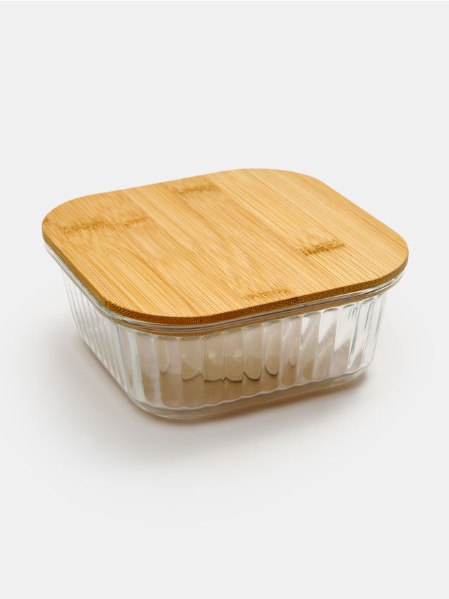 Sinsay - Sklenená nádoba na potraviny s bambusovým viečkom - clear