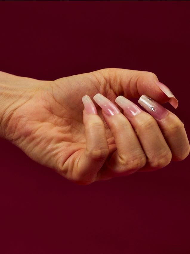 Sinsay - Unghii false pătrate cu pietricele strass - argintiu