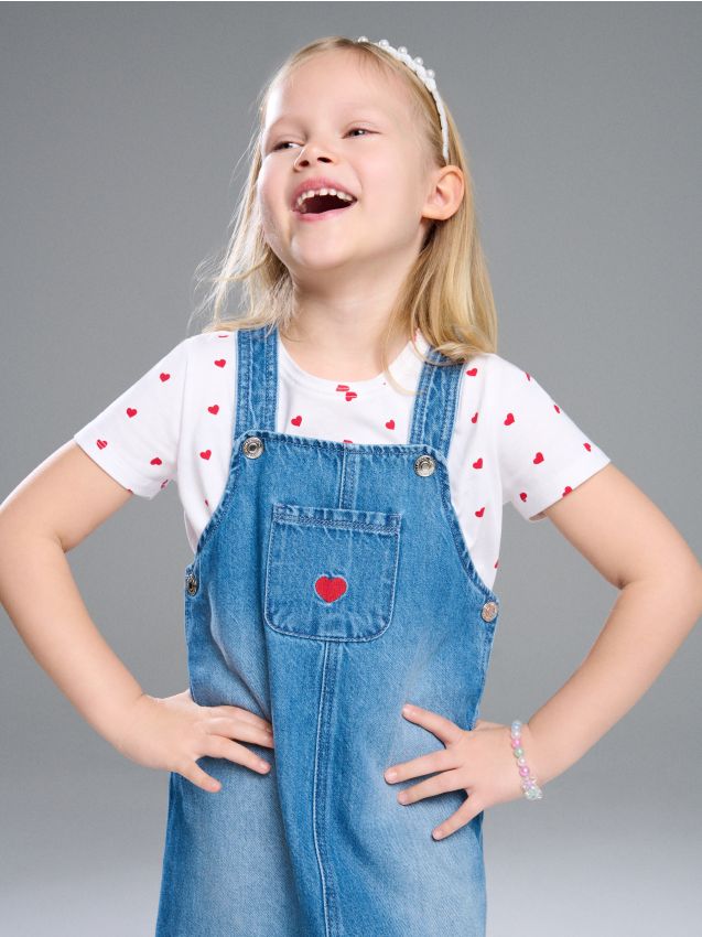 Sinsay - Komplet: koszulka i ogrodniczki - wielobarwny