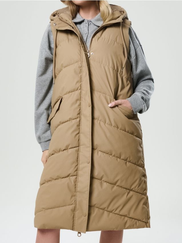 Sinsay - Prešívaná vesta s kapucňou - pšenicová