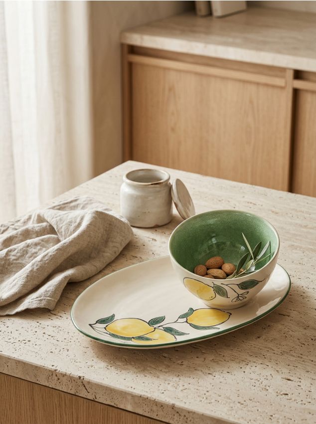 Sinsay - Farfurie cu design pictat manual - galben