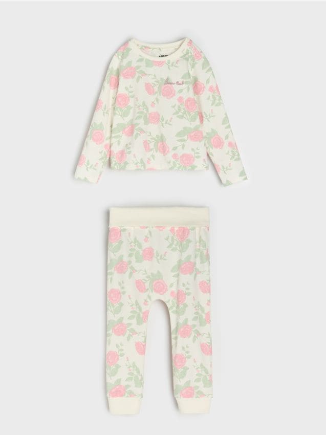 Sinsay - Pijama pentru bebeluși cu mânecă lungă - crem