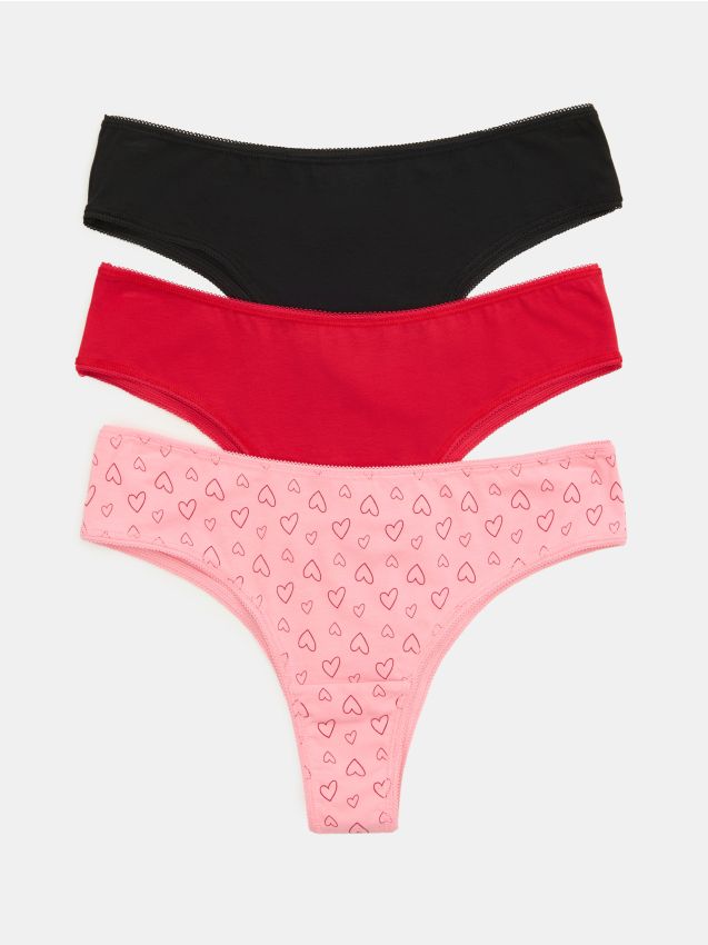 Sinsay - Chiloți brazilieni din bumbac – set de 3 bucăți - multicolor