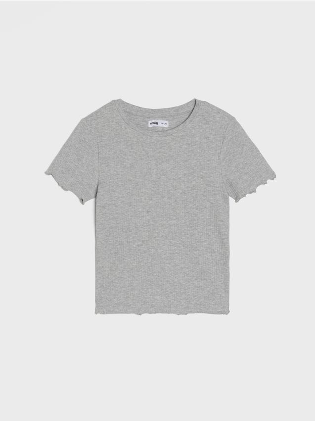 Sinsay - Tricou din tricot striat - gri deschis