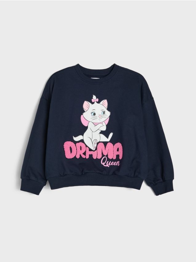 Sinsay - Hanorac din bumbac crewneck cu imprimeu Marie - bleumarin