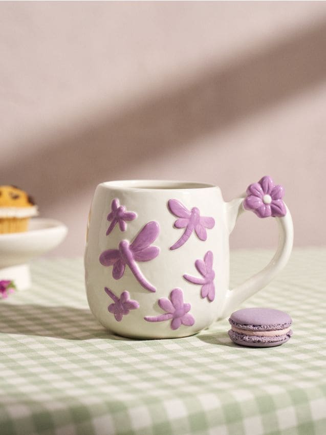 Tazza con motivo di libellule - lavanda