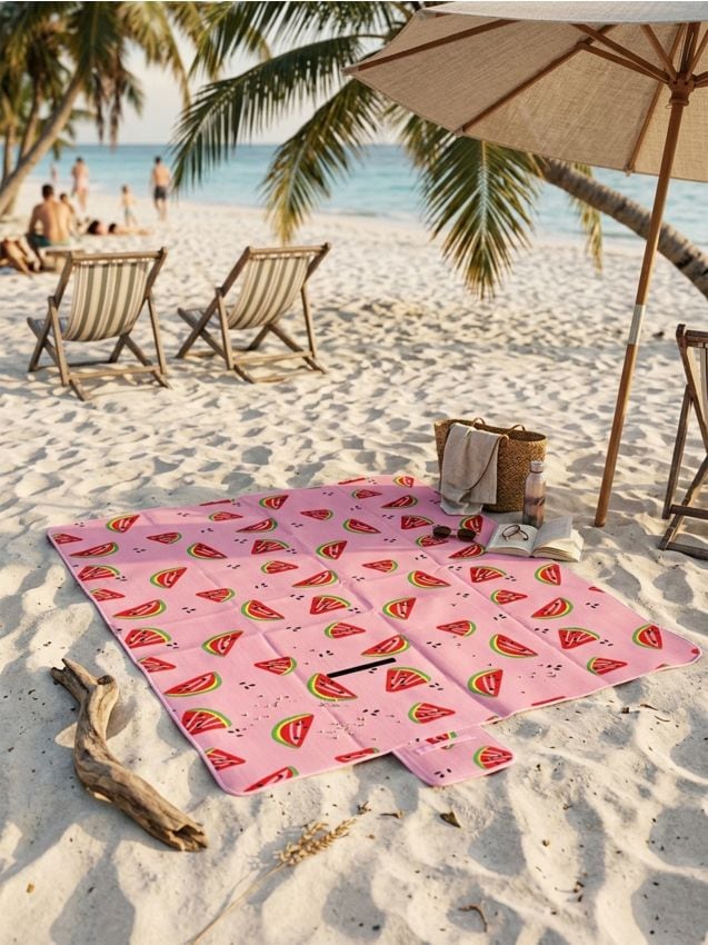 Stuoia da spiaggia con motivo angurie - rosa pastello