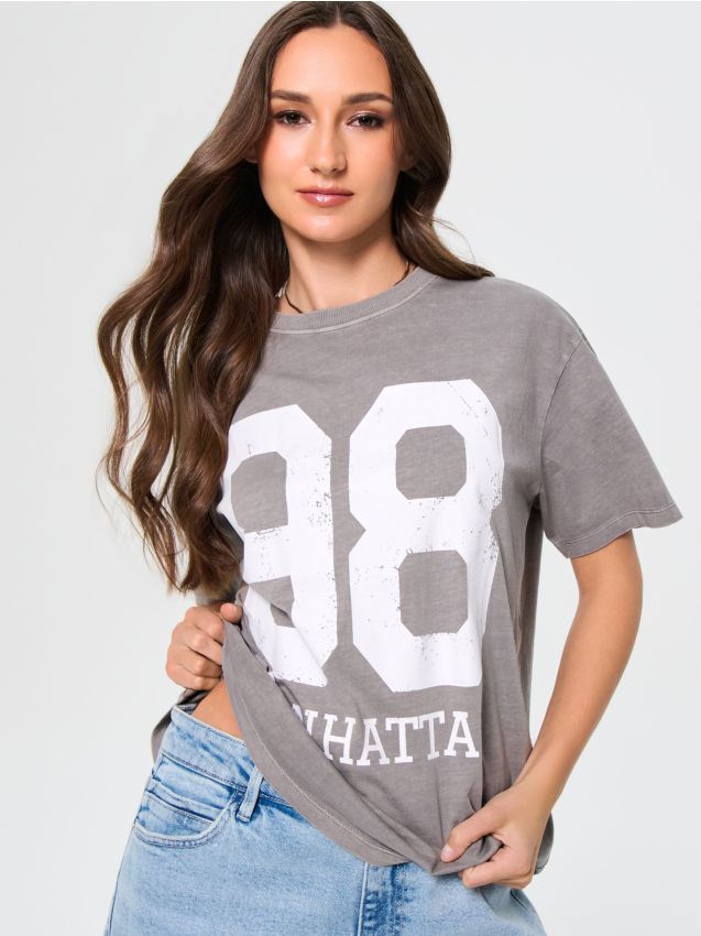 Sinsay - Tricou cu mânecă scurtă - gri-neutru