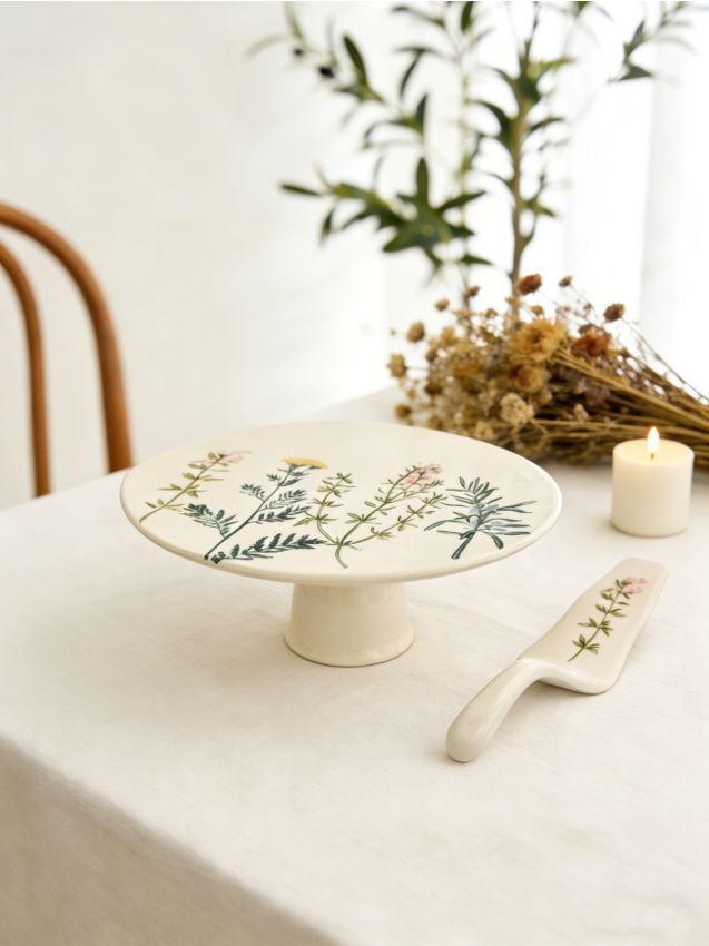 Sinsay - Platou pentru tort pictat manual cu paletă și efect de glazură crăpată - multicolor