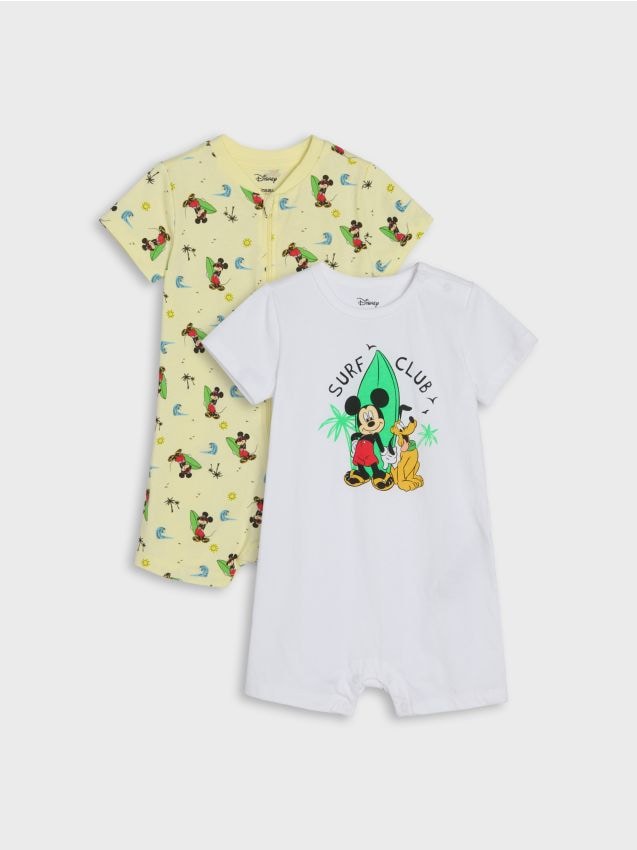 Sinsay - Set 2 salopete din bumbac cu imprimeu Mickey Mouse - alb