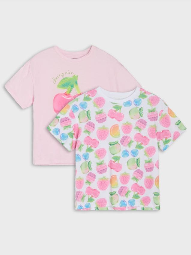 Sinsay - Tricouri din bumbac cu imprimeu fructat 2 pack - multicolor