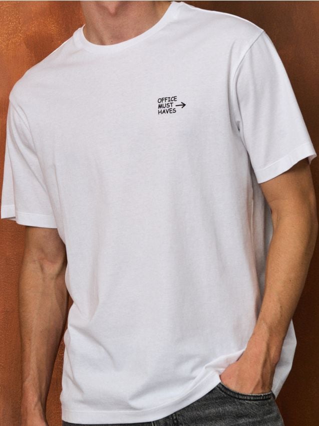 Sinsay - Tricou cu inscripţie pe spate - alb
