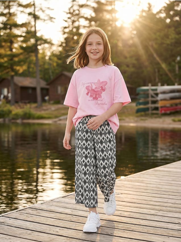 Sinsay - Tricou din bumbac cu imprimeu floral - roz-pastel