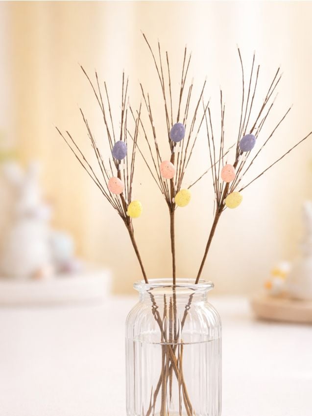 Sinsay - Crenguțe decorative de Paște cu ouă 3 pack - alb