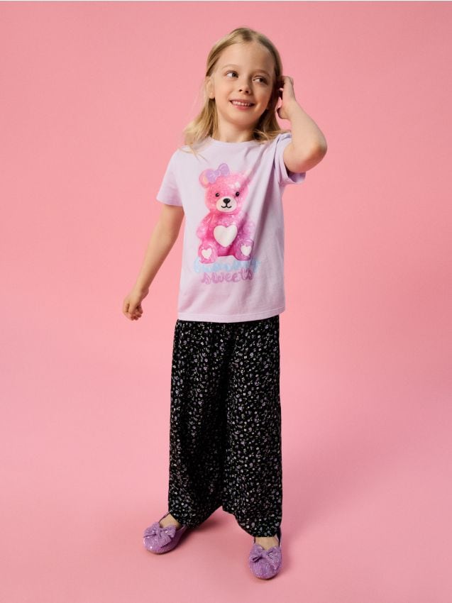 Sinsay - Tricou din bumbac cu mânecă scurtă - lavand