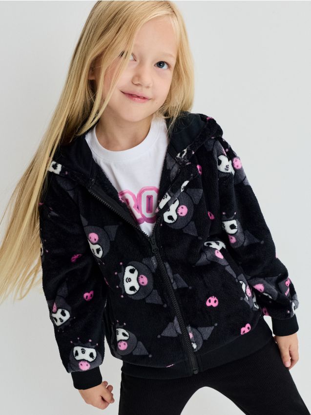 Sinsay - Hanorac din fleece cu fermoar Kuromi - negru